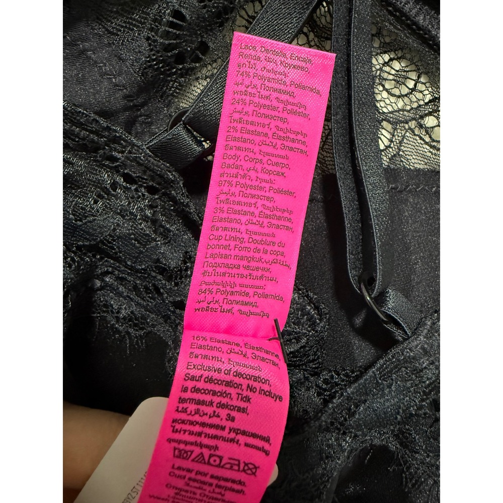 La Senza Black Lace Top Satin Slip Dress Mini Lingerie Size S NWT - Picture 6 of 6